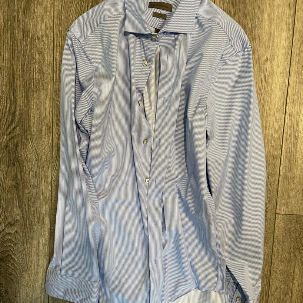 Calvin Klein blue striped button down